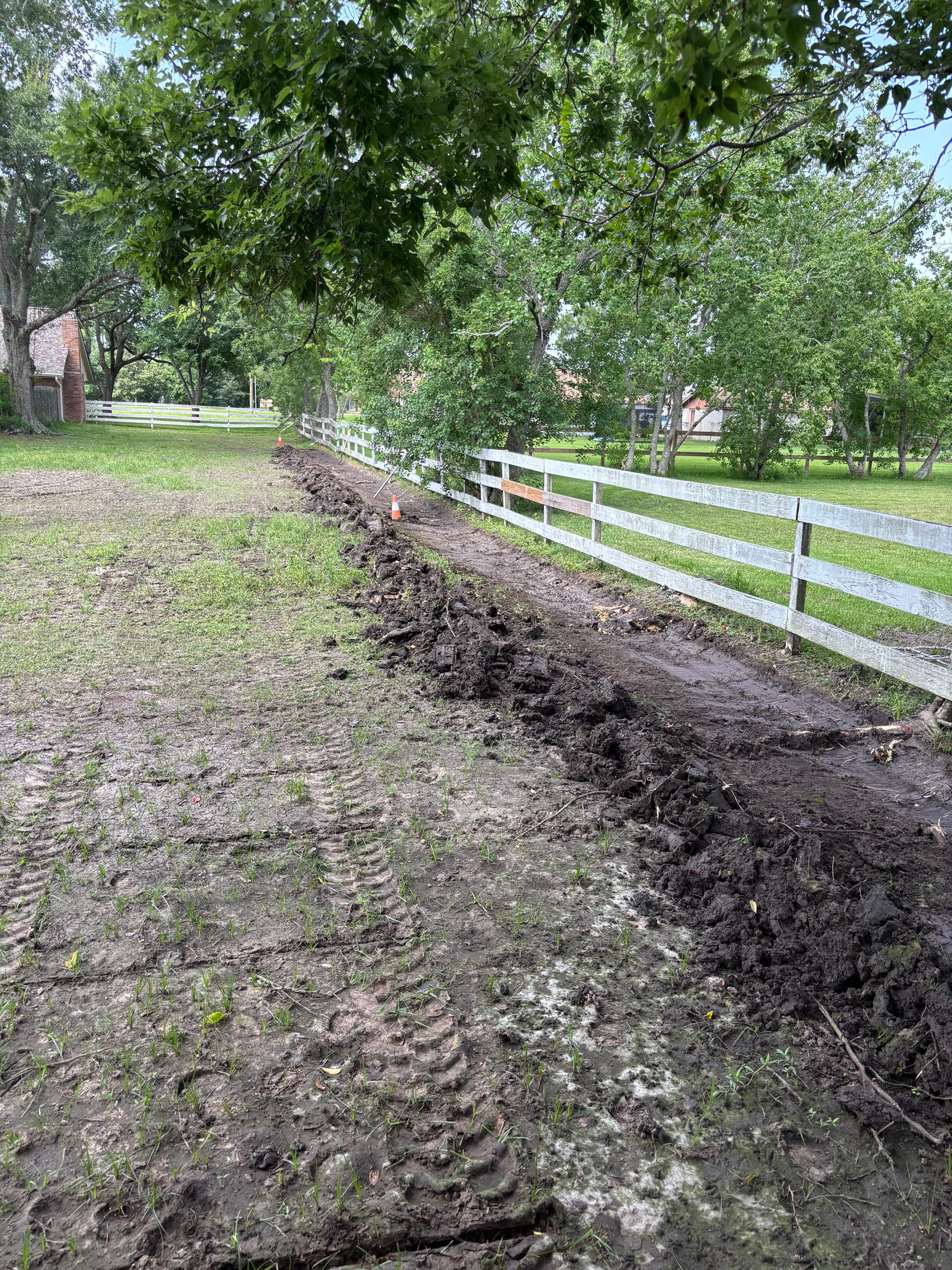Gallery photos for Pasture Swale Excavation Fixes Drainage in Friendswood: Image #1